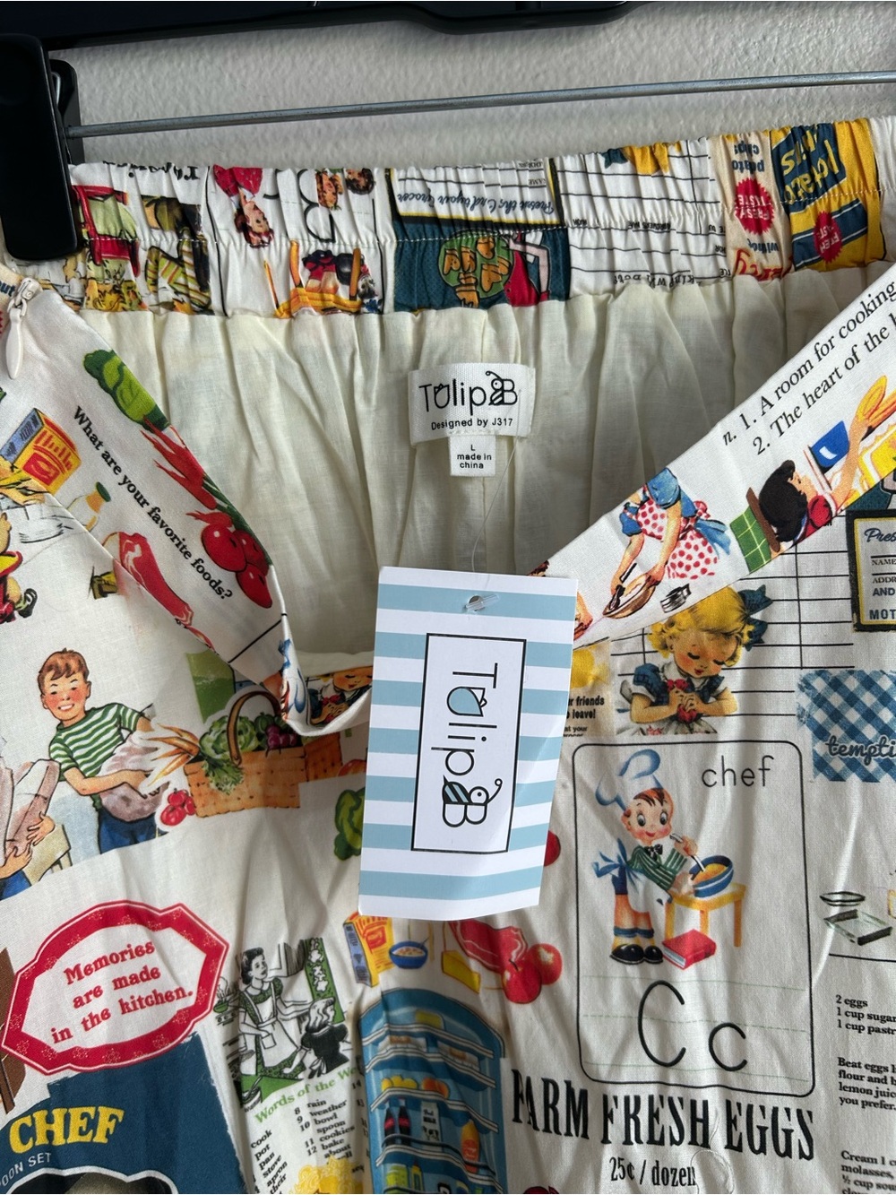 NWT Tulip B Retro-Inspired Kitchen Ad Print Comic Classic A Line Full Skirt Sz L - Picture 4 of 7